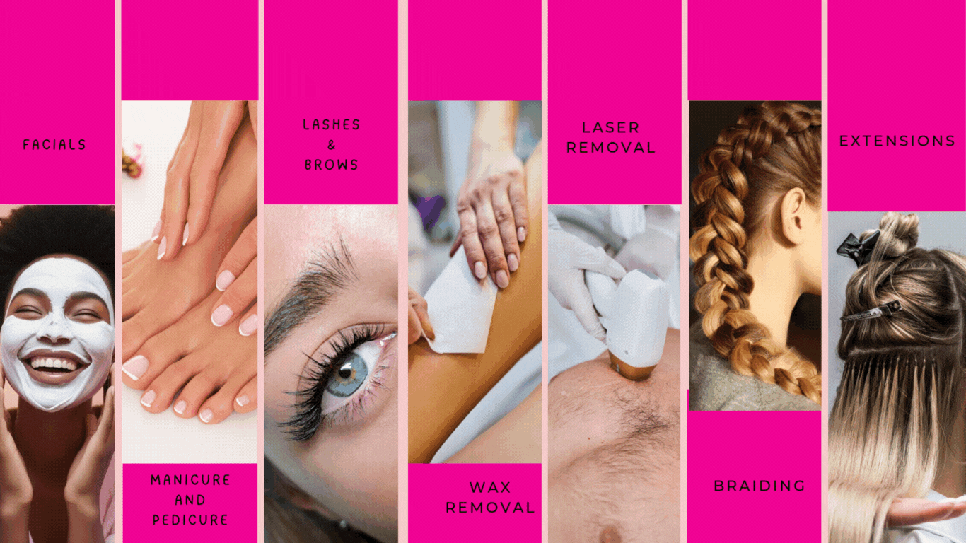facials, manicures, pedicures, lashes & brows, wax and laser removal, hair braiding and extensions in Waddington, Lincoln