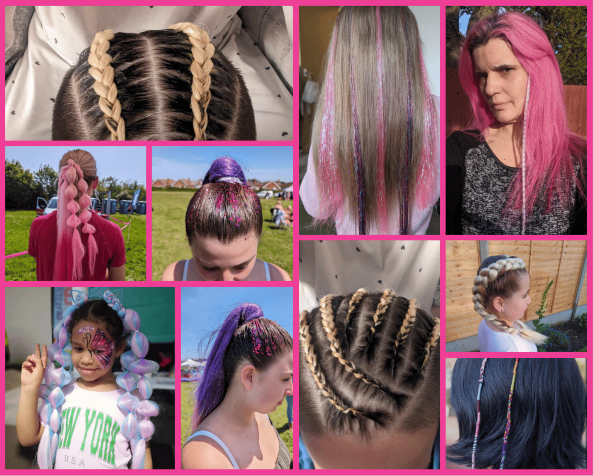 hair braiding, wrapping, glitter hair and feathers in hair in Waddington, Lincoln hair braiding, wrapping, glitter hair and feathers in hair in Waddington, Lincoln
